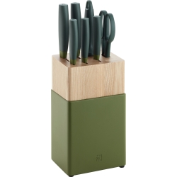 Zestaw 5 noży w bloku zielony