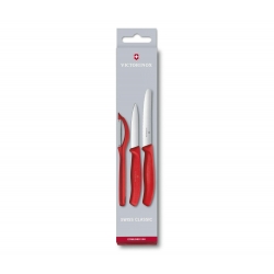 Victorinox Swiss Classic, zestaw 2 noże i obieraczka, czerwony