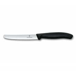 Victorinox Swiss Classic, nóż, ostrze ząbkowane, 11 cm, czarny
